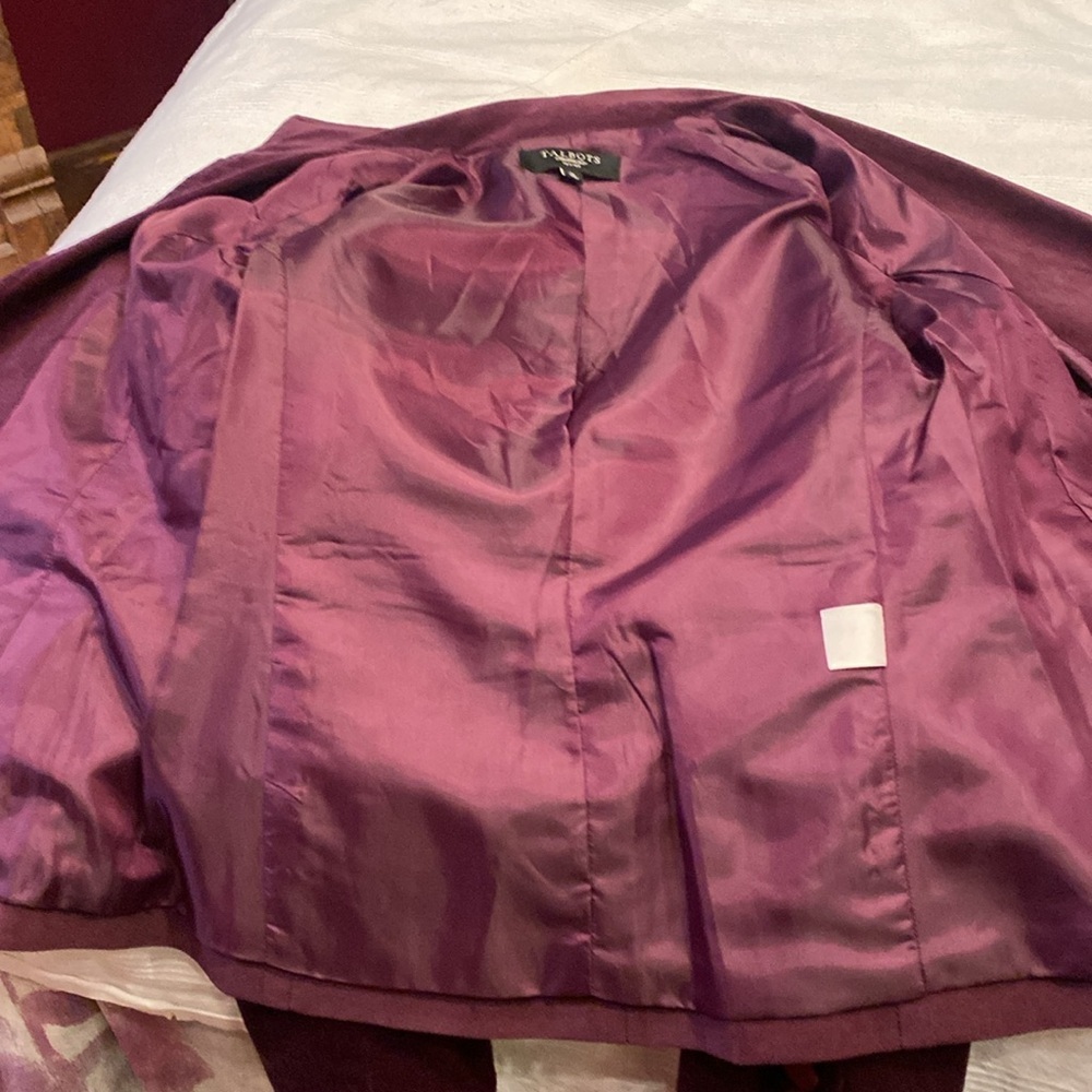 Talbots Petites Grape Purple Festive Velvet Blazer Jacket Sz 2 P - Picture 12 of 12